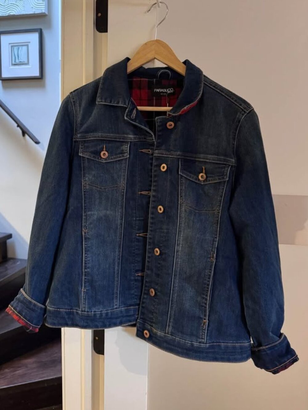 Parasuco Jeans classic blue denim button up jean jacket with flannel lining
